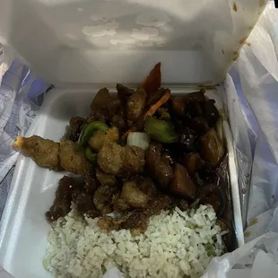 Peppered Chicken &amp; Teriyaki chicken.