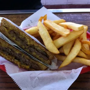 Patty melt with fries