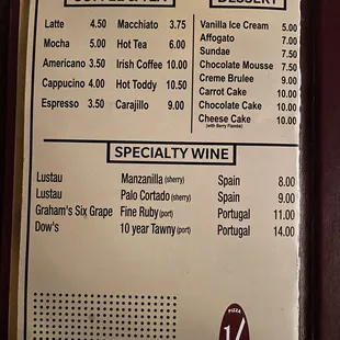 menu