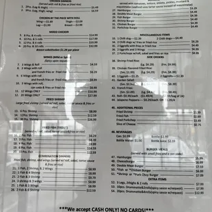 New menu prices