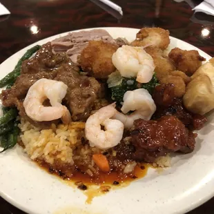 a plate of chinese food