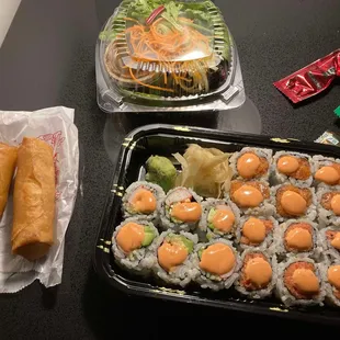 Spicy roll combo and crispy shrimp roll