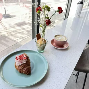 Strawberry croissant, cookie butter affogato, peppermint latte
