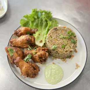 Fried rice &amp; chicken wings combo.