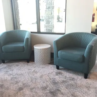 Seating to relax and enjoy that coffee and cookie ASAP