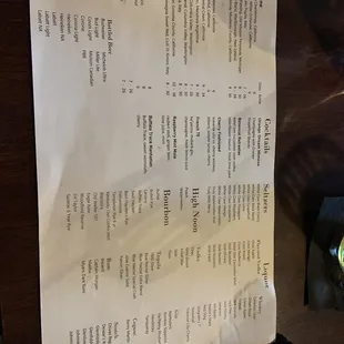 menu