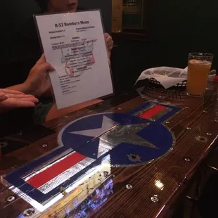 One of the tables with the menu