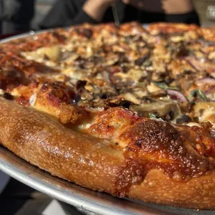 Mushroom and sausage pizza