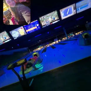 a bowling game being played