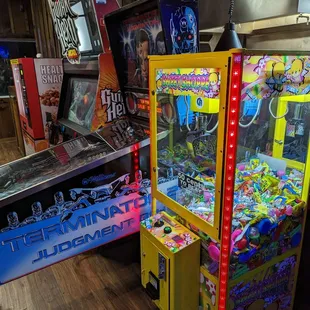 a row of pinball machines