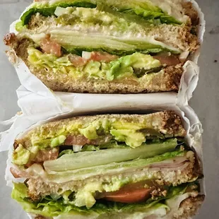Turkey Club on wheat bread (added avocado)--delish!