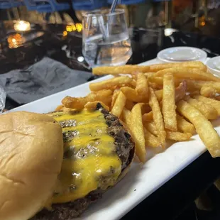 Cheeseburger and fries