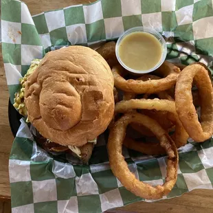 Pimento Cheese barber and onion rings