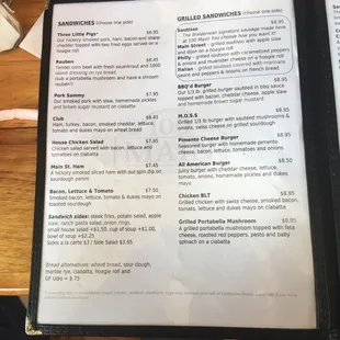 menu