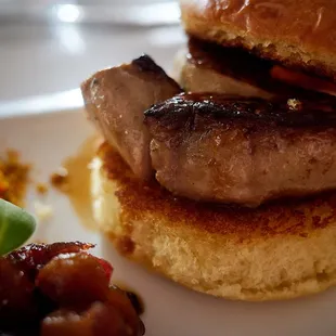 Foie gras sando w/ apricot chutney, pistachio butter on toasted brioche