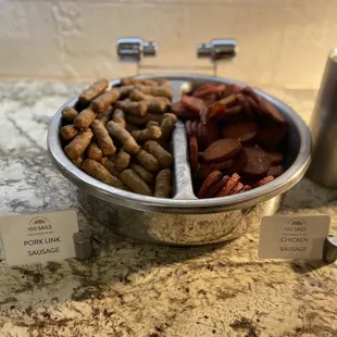 Pork link sausage &amp; Portuguese sausage from the breakfast buffet Mon -Sat til 10:30am.