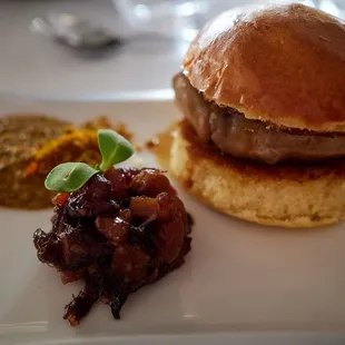 Foie gras sando w/ apricot chutney, pistachio butter on toasted brioche