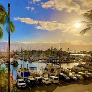 Sunset view over harbor