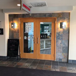 the entrance to the restaurant