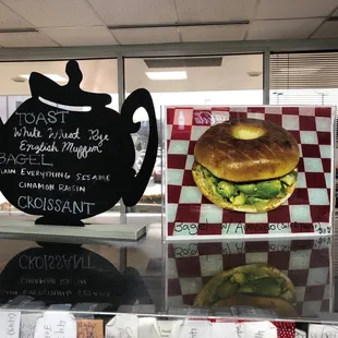 a sandwich and teapot