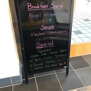 breakfast specials on a blackboard