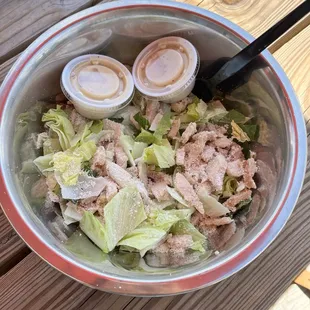 Chicken Caesar salad, huge portion