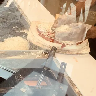 a pizza being prepared