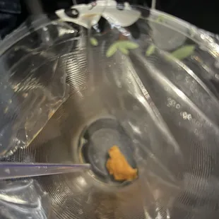 Strange thing at the bottom of the cup and not knowing what it was. Wasn&apos;t sure if it was fat or what.