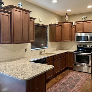 New countertops, sink and tile backsplash