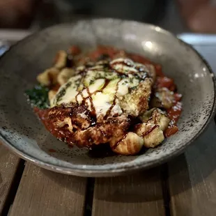 Chicken Parmesan - bland, not enough gnocchi, too much Balsamic (personal preference would be none!)