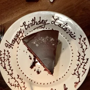 a slice of chocolate cake on a plate