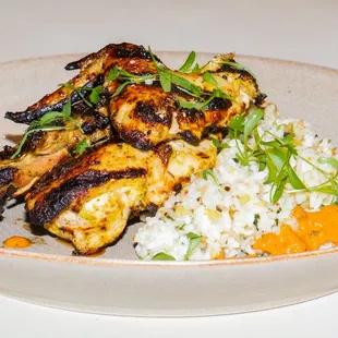 Piri Piri Chicken w/ Arroz Frito, Mojo Canario Cilantro