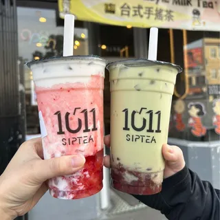 C2. Matcha Red Bean Milk Tea