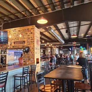 View of main room, additional tables and brewing