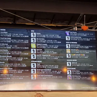 Beer menu