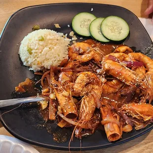 Camarones en salsa macha