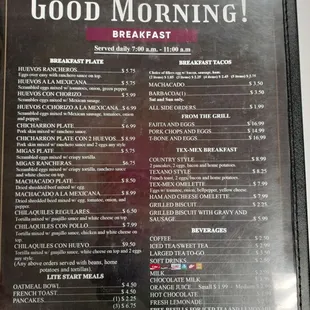 Breakfast Menu Oct 2023