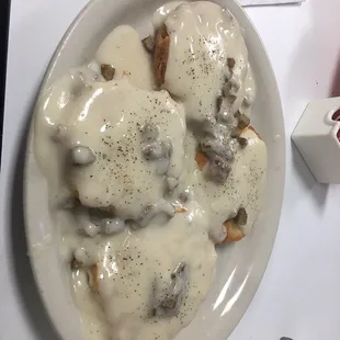 Biscuit and gravy with sausage