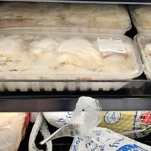 Chicken was still frozen and yellowish. Hard pass