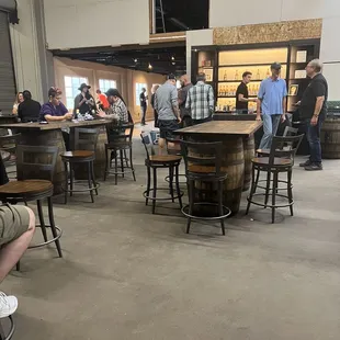 Love the barrel round tables.