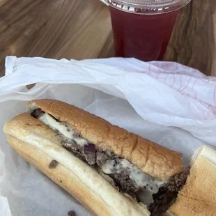steak and cheese and hibiscus tea. Try it! its so good.