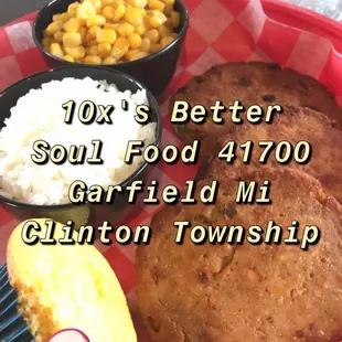 Salmon Croquetttes &amp; Rice w/your choice of two sides &amp; cornbread muffin $13.99  This food is the Truth !!!  Only on Sundays Dinner Specials