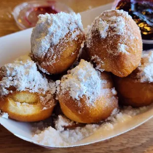 Beignets with Black Raspberry sauce