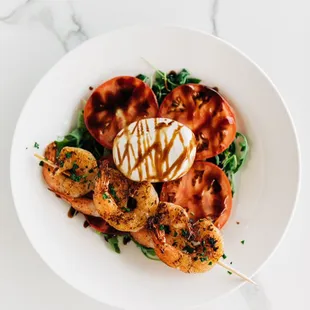 Burrata with grilled shrimp