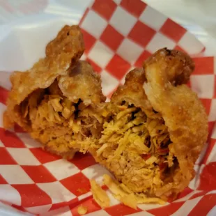 a close up of a fried chicken sandwich