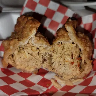 a close up of a fried chicken sandwich