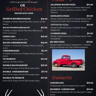the menu for the restaurant