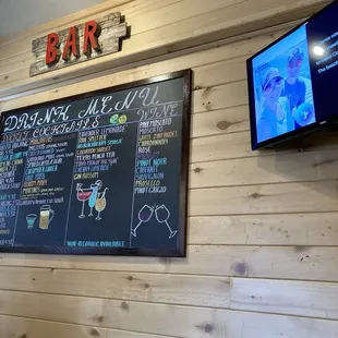 Bar menu and tv