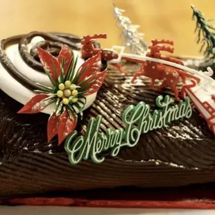 Chocolate Yule Log Cake