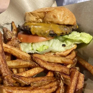 Burger and fries